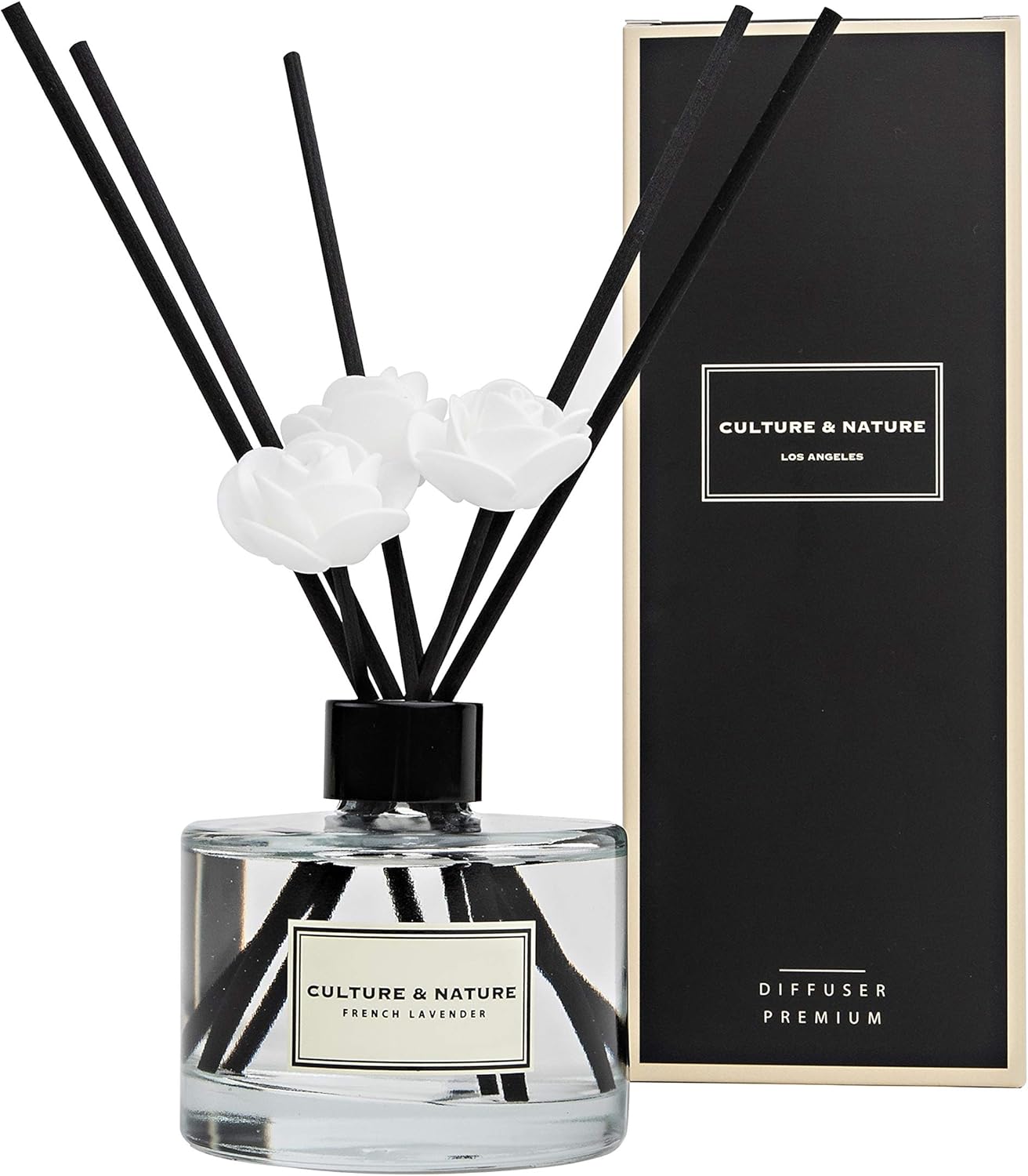 CULTURE & NATURE Reed Diffuser Set 4oz (120ml) Vanilla Scented Diffuser with Sticks Home Fragrance Reed Diffuser for Bathroom Shelf Decor