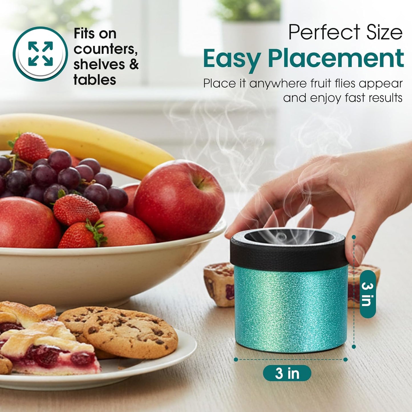 FruitFly Inn™ Decorative Fruit Fly Trap – Functional Art that Actually Works Indoors – Patent-Pending ScentVents™ for Over 6X Greater Scent Release, Escape-Proof, Dishwasher-Safe