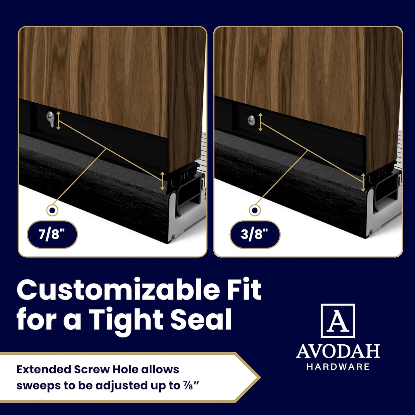 32 Inch Black, Adjustable Double Bubble Door Sweep for Exterior Doors, Under Door Seal with Drip Edge and Punched Drainage Channel, Pre-Notched for Weatherstripping, Trim-to-Fit Avodah Hardware