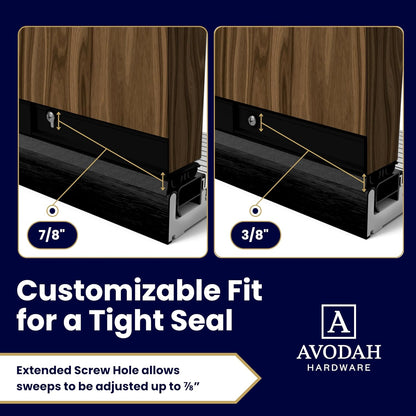 42 Inch Black, Adjustable Double Bubble Door Sweep for Exterior Doors, Under Door Seal with Drip Edge and Punched Drainage Channel, Pre-Notched for Weatherstripping, Trim-to-Fit Avodah Hardware