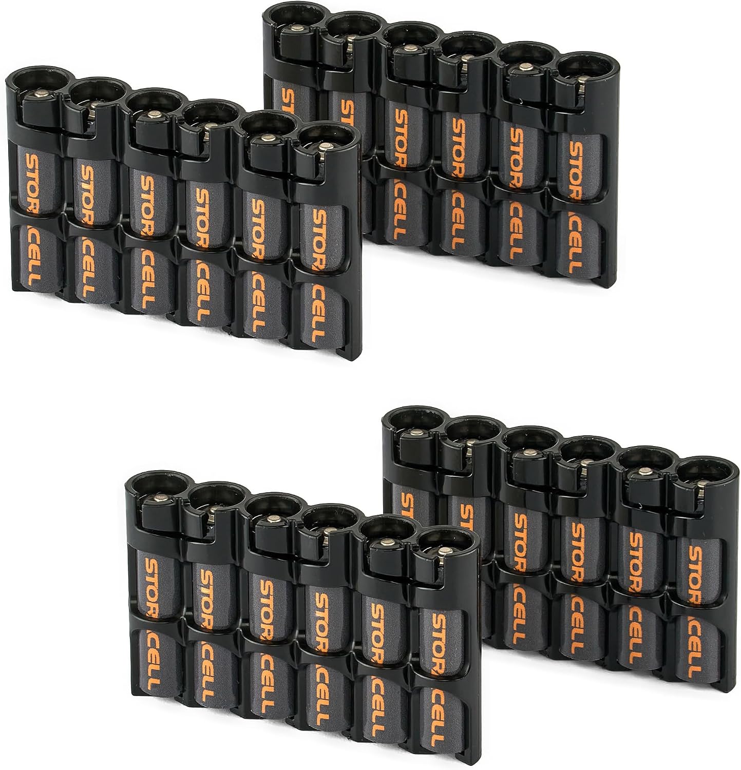 Storacell SLAAAORG by Powerpax SlimLine AAA Battery Caddy, Orange, Holds 6 Batteries, 1 Count (Pack of 1)