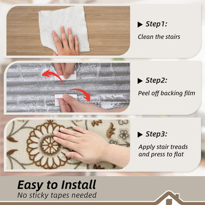 BEQHAUSE Stair Treads for Wooden Steps Non-Slip Machine Washable Carpet Stair Treads 8"X30" Soft Indoor Stair Runner for Kids Elders and Pets, 100% Polyester, TPE Backing, 15pcs, Grey/Orange