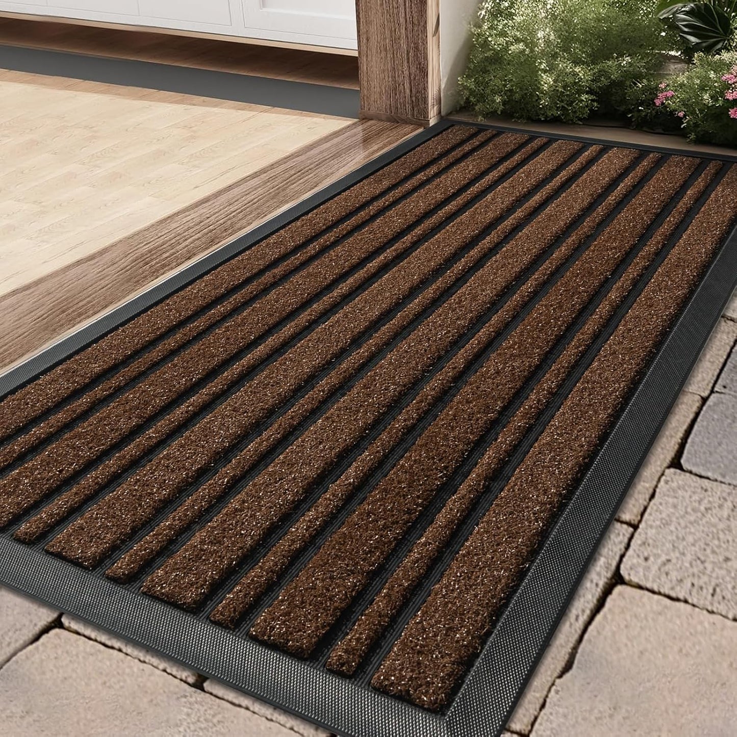 BEHERO Door Mat Outdoor Entrance, 30.5"x17" Extra Durable Front Door Mat Outside, Heavy Duty Welcome Mat for Outside Entry, Back Door Mats Non Slip, Waterproof All-Season Doormats, Yellow