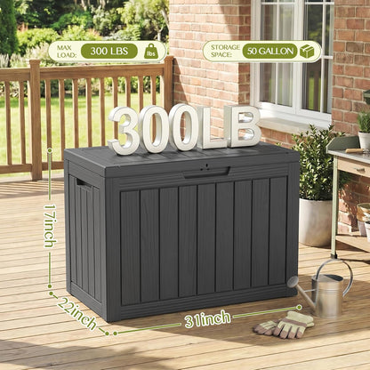 Waterproof Outdoor Storage Box Outside Deck Box Lockable Resin Bench UV Resistant Furniture Cushion Pool Tool Float Bin Patio Garden Porch (Black, 120 Gallon)
