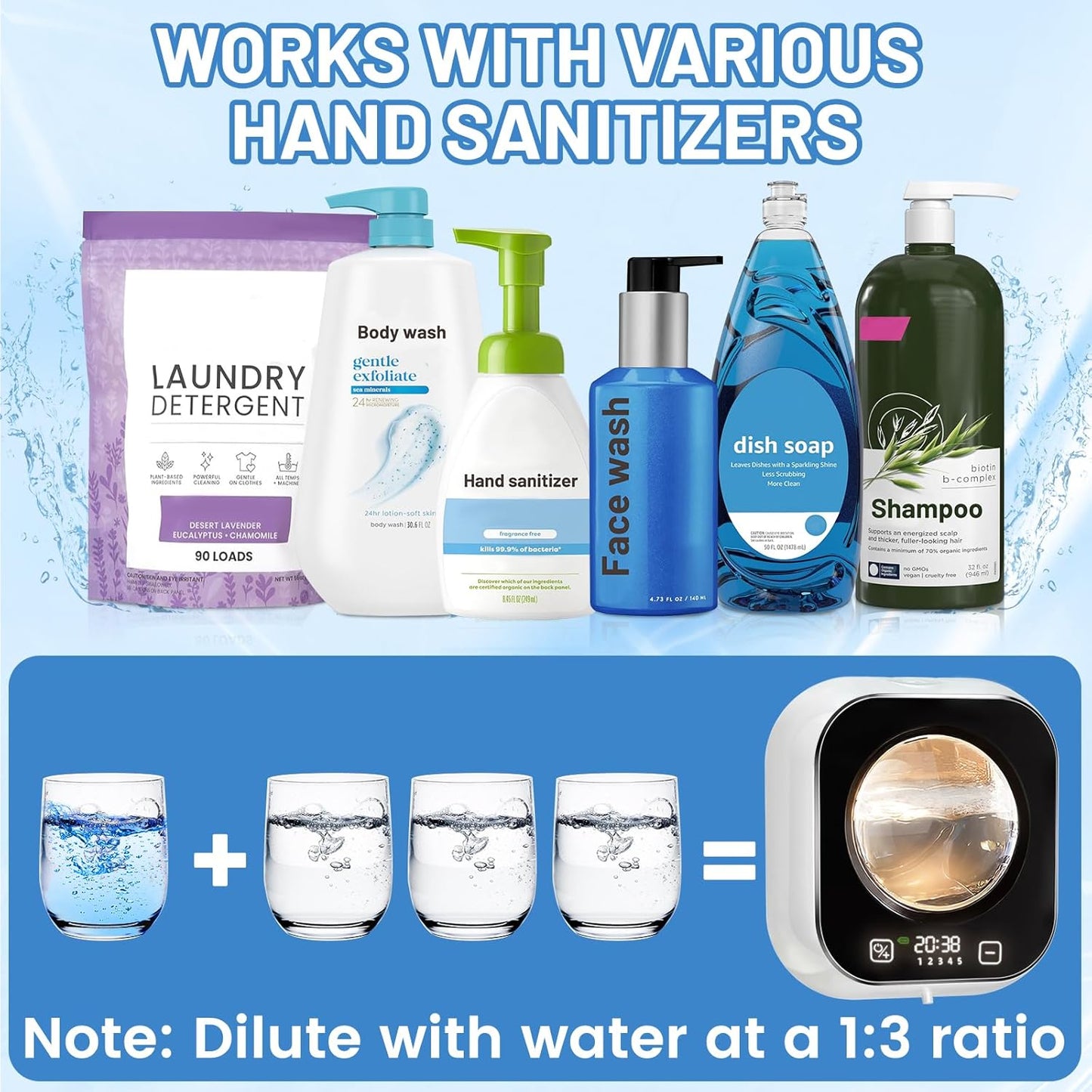 Automatic Soap Dispenser, 320ML Touchless Smart Hand Soap Dispenser, 3 Adjustable Soap Levels, Rechargeable Wall Mounted Electric Foam Soap Dispenser for Bathroom Kitchen Office (White - T1)