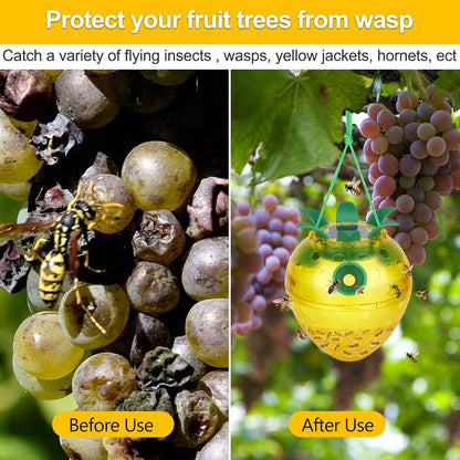 Solar Power Wasp Traps Outdoor Hanging, Yellow Jacket Trap with LED Light for Trapping Hornet, 0908