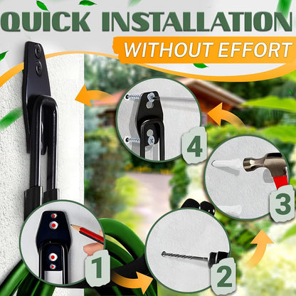 Garden Hose Hook for Outside with Heavy-Duty Steel Construction - Anti-Slip Coating, Holds Up to 66 lbs of Hoses, Cords, and Tools - Hose Hanger Wall Mount for Yard, Garage, Pool Deck, or Fence Post