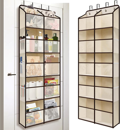 Giraffe Creation Black Over Door Organizer with 10 Large Clear Pockets, Double-Row Hanging Door Storage for Closet, Bathroom, Nursery, Bedroom, Dorm, Toys, Cosmetics, Baby Essentials