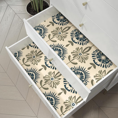 BOKEBEVE Leaves Contact Paper Floral Wallpaper Stick and Peel Boho Damask Wall Paper for Liner Drawer Cabinet Backsplash Renter Friendly Waterproof 17.5 x 118In