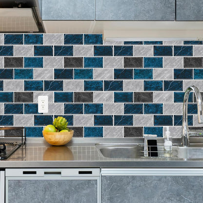 URCOLOR 10-Sheet Stick on Backsplash for Kitchen,12"x12" Peel and Stick Self Adhesive Wall Tiles Back Splashes for Bathroom Brown Marble Look
