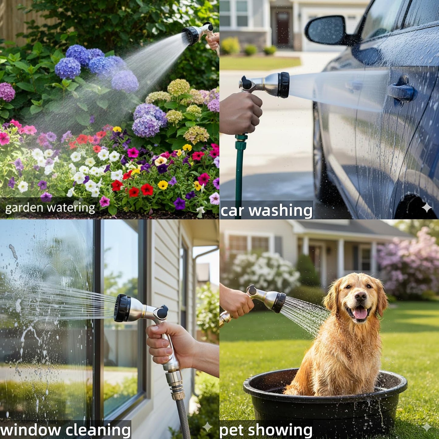 V.C Formark Garden Hose Nozzle, Heavy Duty Metal Water Hose Nozzle with 8 Adjustable Spray Patterns,Hose Sprayer with Thumb Control for Garden Watering, Car Washing, Pet Bathing & Window Cleaning