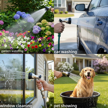V.C Formark Garden Hose Nozzle, Heavy Duty Metal Water Hose Nozzle with 8 Adjustable Spray Patterns,Hose Sprayer with Thumb Control for Garden Watering, Car Washing, Pet Bathing & Window Cleaning