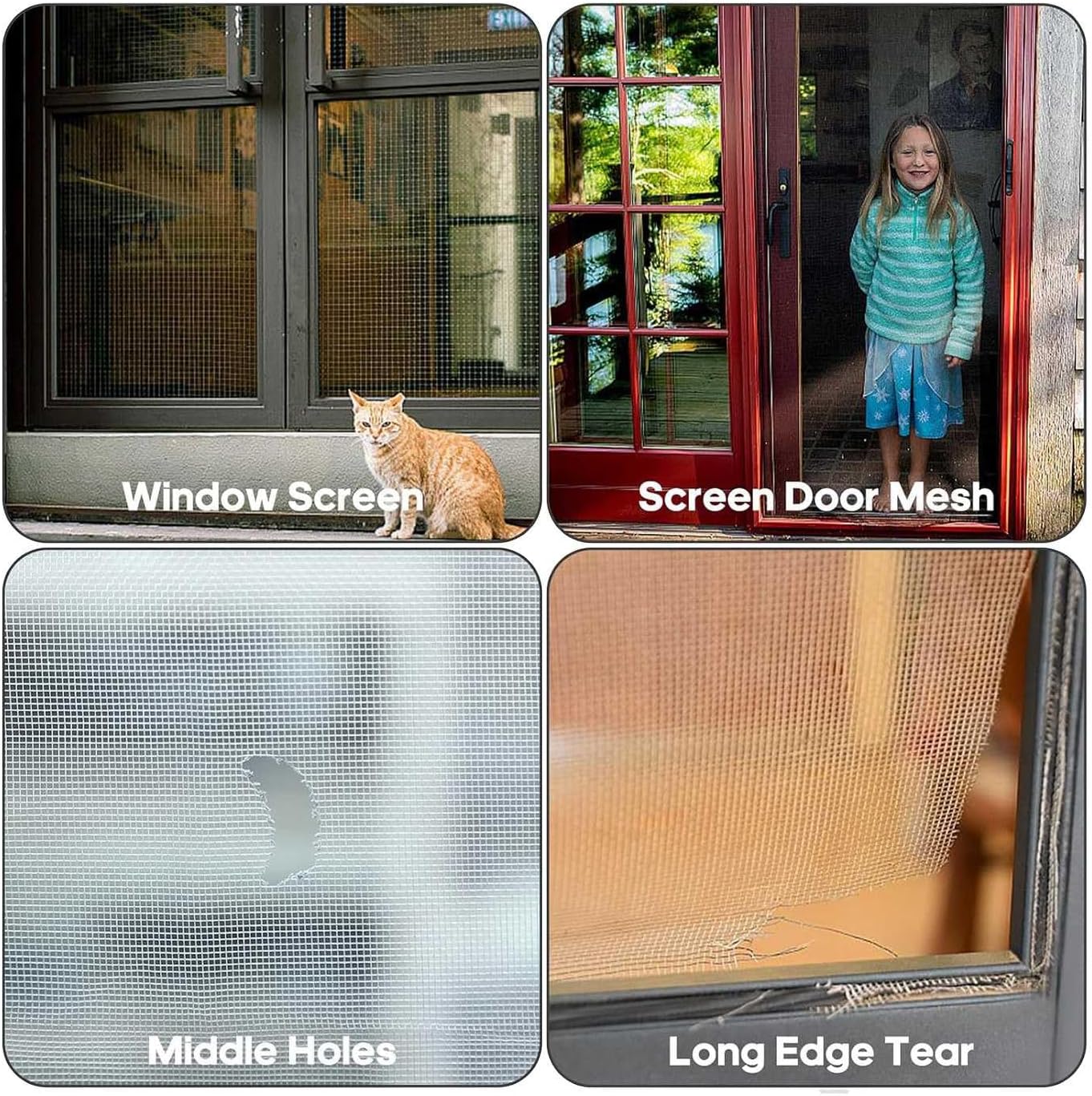 14 Sheets Window Screen Patches Repair Kit, 3 Sizes Window Screen Repair Kit for Mesh Screen Door, Screen Repair Tape