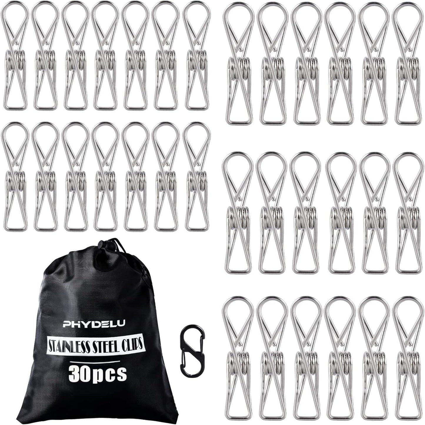 (50PCS) Stainless Steel Laundry Clothes Pins Heavy Duty Outdoor, Clothespins for Hanging Clothes, Metal Clips, Metal Snack Bag Chip Clips for Food Packages, Mini Clothes pins