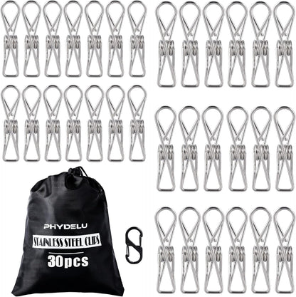 (50PCS) Stainless Steel Laundry Clothes Pins Heavy Duty Outdoor, Clothespins for Hanging Clothes, Metal Clips, Metal Snack Bag Chip Clips for Food Packages, Mini Clothes pins