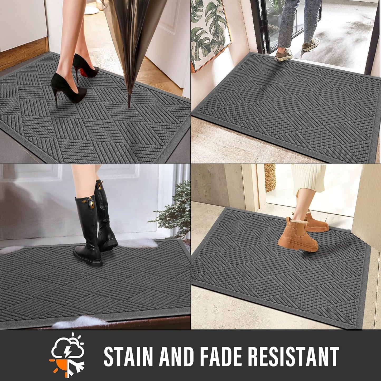 HIYARD Sturdy Front Door Mat, Absorbent Muddy Dirt Resist Welcome Door Mats Outdoor Indoor, Stain and Fade Resistant, Non-Slip Rubber Backing Low Profile Doormat for Entryway, 30×17, Beige