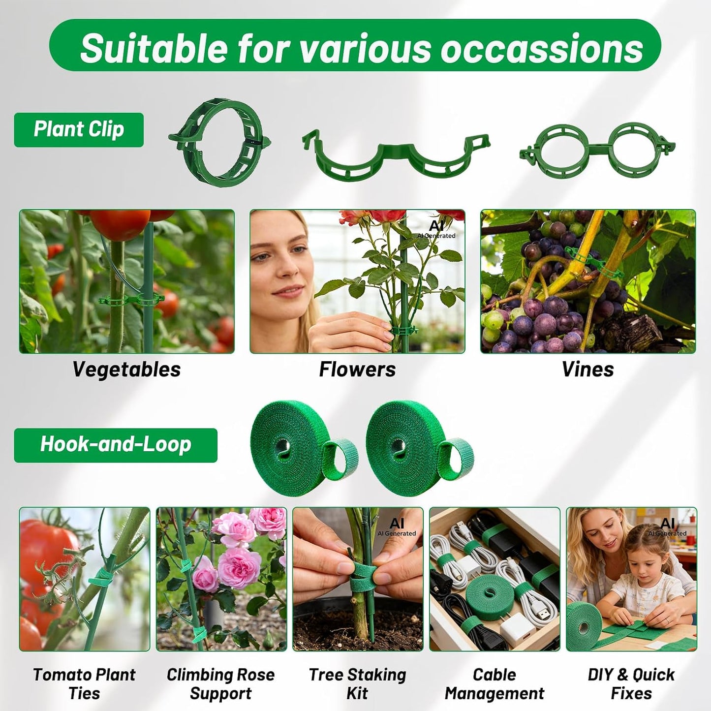 10 Pack Stackable Monstera Plant Support Stakes with 2 Rolls Hook-and-Loop Ties & 20 Clips, Adjustable Plant Stakes for Indoor Plants, Plant Sticks Support Tall Pothos Climbing