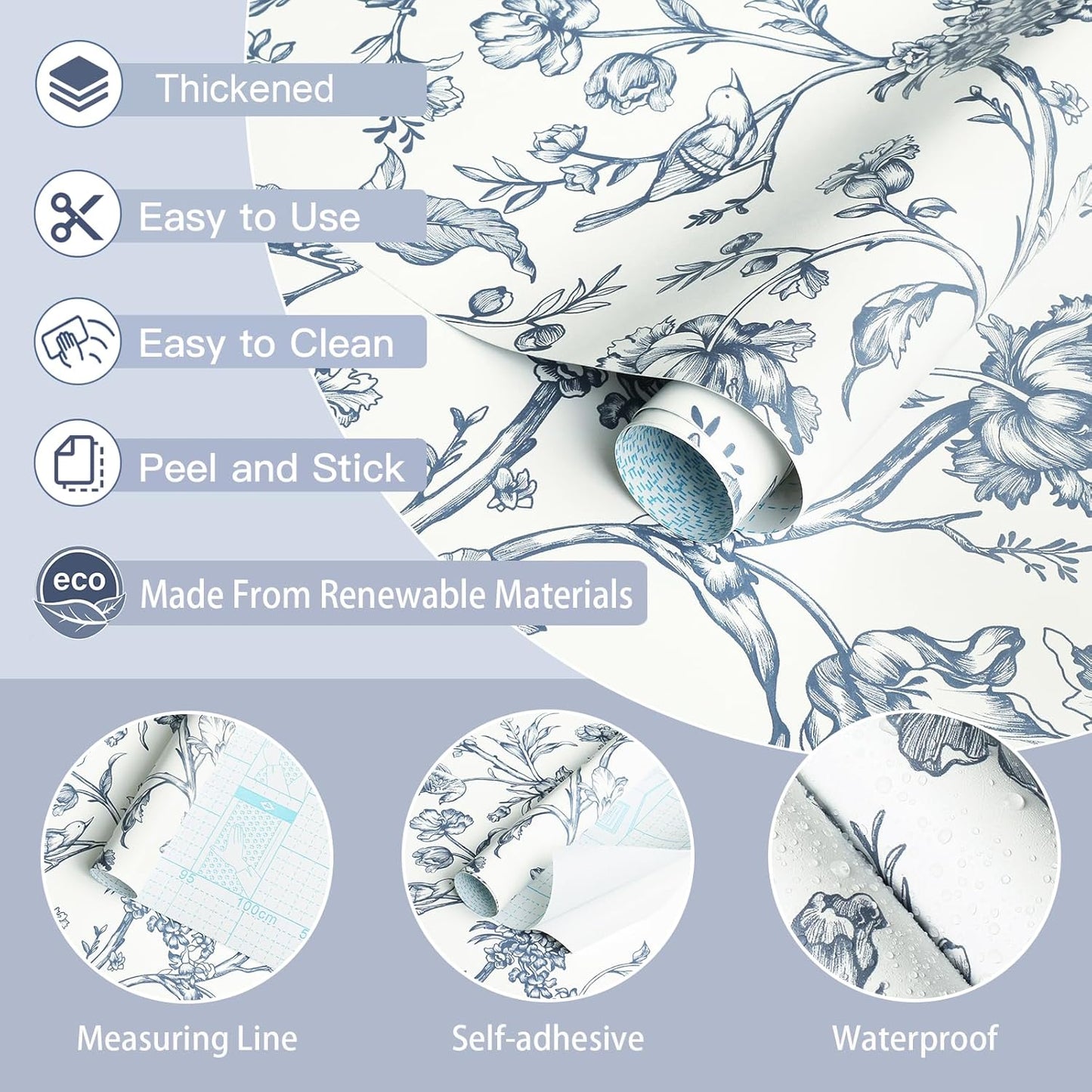 Safiyya Peel and Stick Wallpaper Vintage Floral Contact Paper 17.3" x 78.7" Wall Paper Renter Friendly Self Adhesive Removable Wallpaper for Bathroom Vinyl
