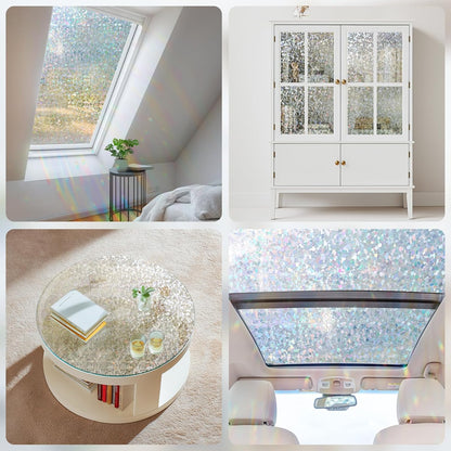 Haton Window Privacy Film Frosted Glass Film for Door Bathroom Shower, Peel & Stick, Day & Night, Papel para Ventanas Privacidad, Covering Sticker Removable Decorative Translucent Pure 17.5" x 78.7"