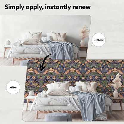 17"x118" Peel and Stick Wallpaper for Renter Friendly, Removable Wallpaper Peel and Stick, Self-Adhesive Textured Contact Paper for Walls, Cabinets, Countertops(Morning Song of Flowers)