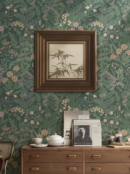 Safiyya Peel and Stick Wallpaper Floral Green and White Leaf Contact Paper for Cabinets 17.3"x 78.7" Self Adhesive Removable Wallpaper for Bathroom Renter Friendly Wall Paper Vinyl Roll