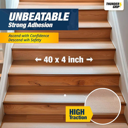 Clear Stair Treads Non-Slip 24"x4" - 18-Pack Indoor Stair Grips Non Slip for Wooden Steps - Anti Slip Adhesive Strips for Dogs & Elderly - Staircase Step Treads - Transparent Treads for Wood Stairs