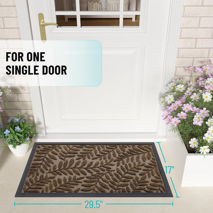OLANLY Front Door Mat Outside Entrance 29.5x17, Absorbent, Heavy Duty Sturdy Natural Rubber Doormat Indoor Outdoor, Stain and Fade Resistant, Non-Slip Backing Low Profile Floor Mat for Entryway, Grey