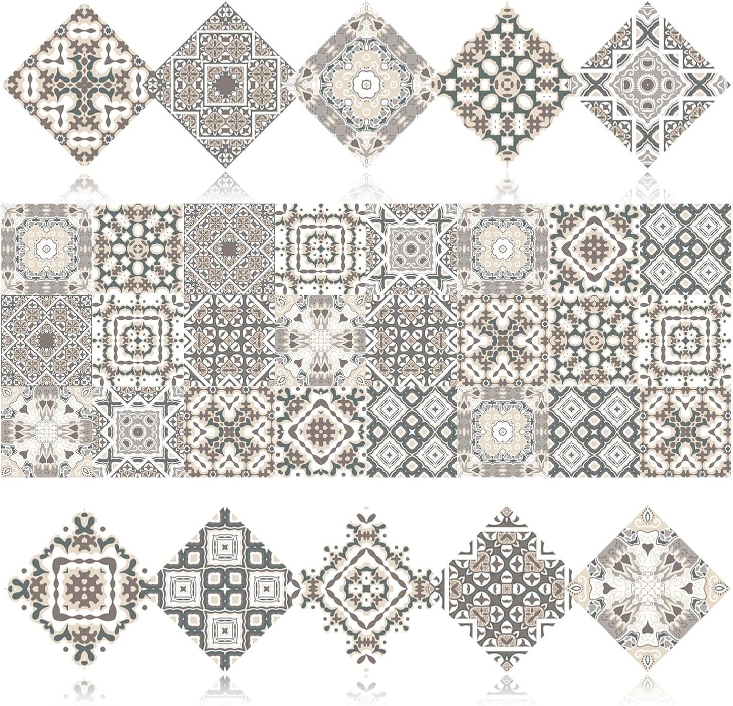 PVC Peel and Stick Tile Stickers 24Pcs Waterproof Removable Backsplash Wall Decals Self-Adhesive Subway Stickers for Kitchen Bathroom RV Instant DIY Upgrade Sticker (Style D, 3.94 x 3.94 Inch)