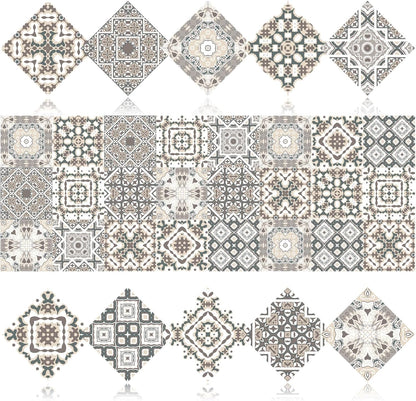 PVC Peel and Stick Tile Stickers 24Pcs Waterproof Removable Backsplash Wall Decals Self-Adhesive Subway Stickers for Kitchen Bathroom RV Instant DIY Upgrade Sticker (Style D, 3.94 x 3.94 Inch)