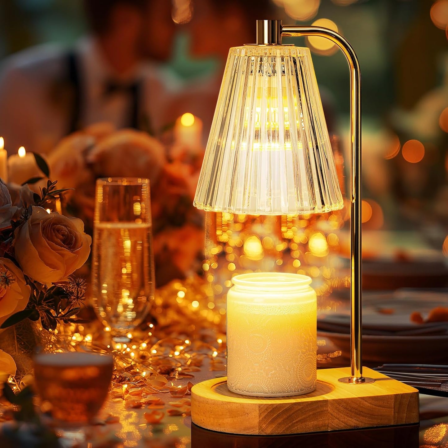 Marycele Vintage Candle Warmer Lamp with Timer Dimmer, Adjustable Height | Vintage farmhouse style with 2 bulbs, adjustable height, timer and dimmer for flameless fragrance in bedroom or home gifts