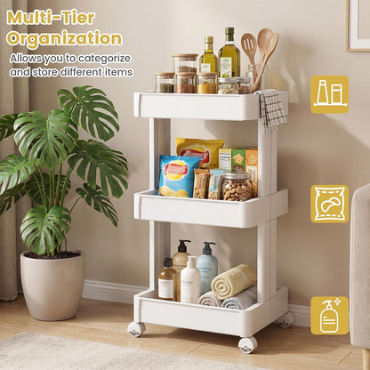 GOFLAME 4-Tier Rolling Utility Cart, Multifunctional Slim Storage Trolley with Detachable Trays and Wheels, Mobile Shelving Unit Organizer for Kitchen, Living Room and Bathroom (20” × 5” × 40”)