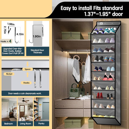Kotkn 35 Compartment Over The Door Storage - Breathable Mesh Hanging Organizer with Large Pockets, Space Saving Design for Men & Women's Footwear, Closet, Bedroom （White）