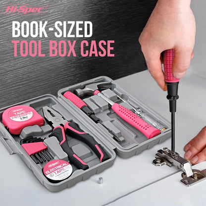 Hi-Spec Tool Kit Yellow 20pc. Small Tool Kit for Home DIY & Office Repairs. Compact and Lightweight Essential Tools in a Portable Book-Sized case.