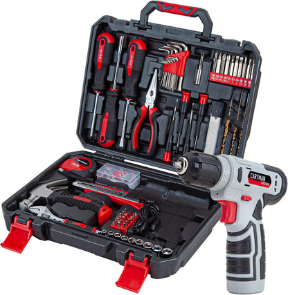CARTMAN 150PCS 8V Cordless Drill Hand Tool Set, Purple Household Repair Kit | All-Inclusive Tool Assortment With 8V Drill, Great For Home Upkeep, DIY Crafting And Daily Household Fixes