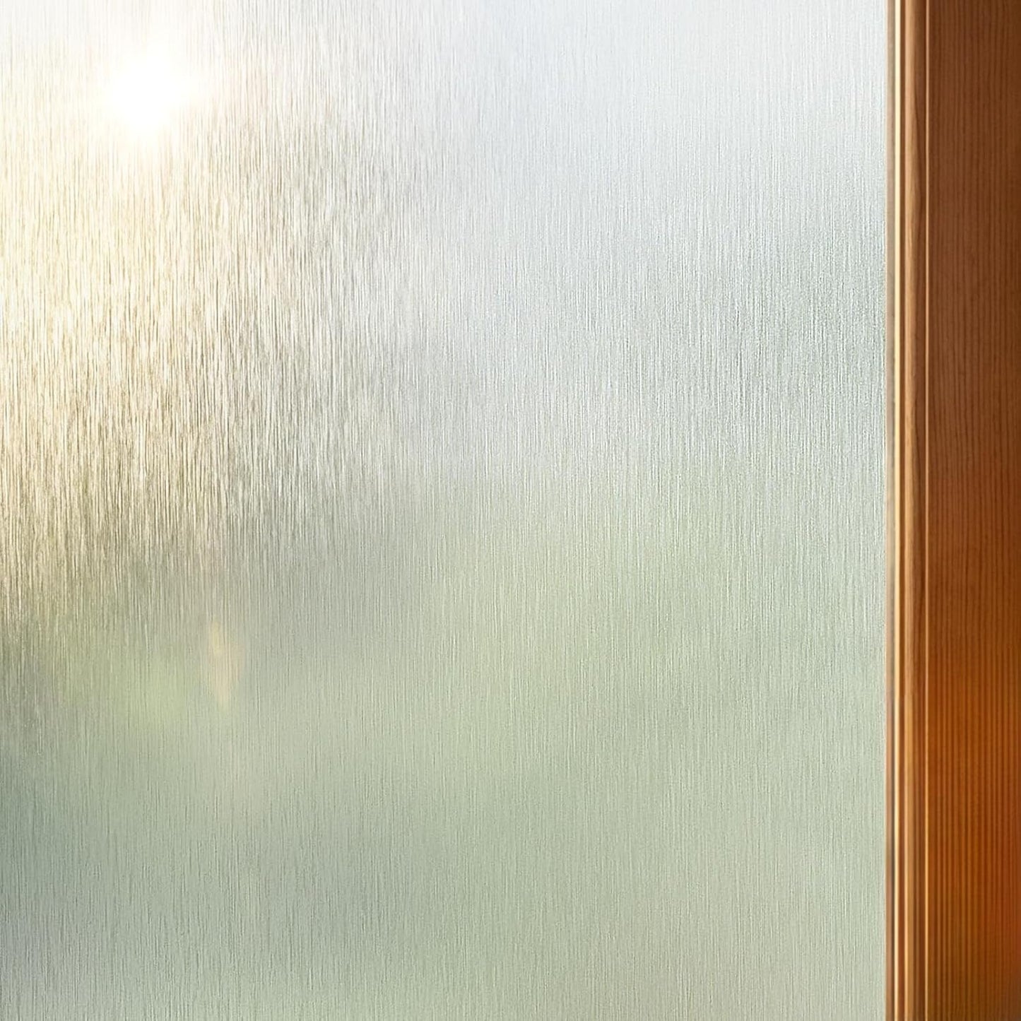 Frosted Window Privacy Film - Brushed Silver Static Cling Glass Film for Bathroom, Day and Night Door Privacy Film Window Cover to Stop Dog Barking, 17.5x78.7 Inch, Pure