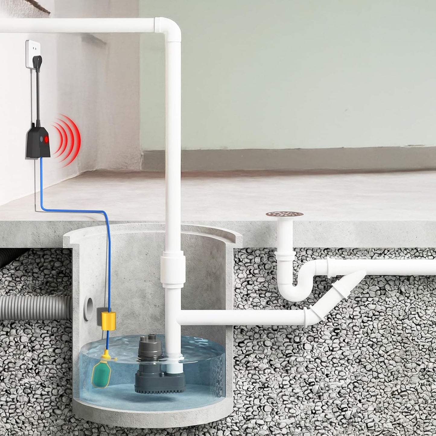 Sump Pump Alarm, High/Low Water Level Alarm with 120dB Alarm, Built-in Backup Battery, IPX4 Waterproof, with 10ft Float Switch for Basement Sump, Water Tank, Septic Tank