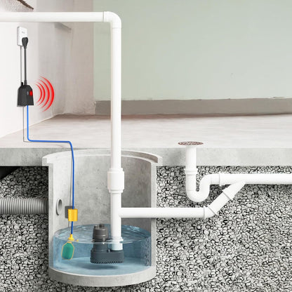 Sump Pump Alarm, High/Low Water Level Alarm with 120dB Alarm, Built-in Backup Battery, IPX4 Waterproof, with 10ft Float Switch for Basement Sump, Water Tank, Septic Tank