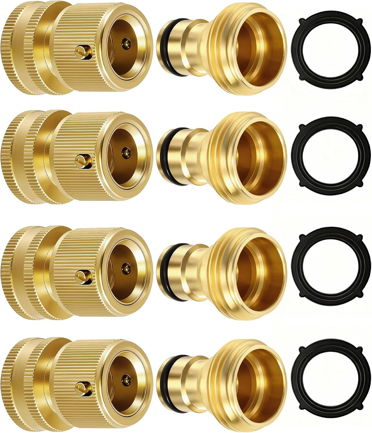 RainPoint Quick Connect Hose Fittings 3/4" GHT - Solid Brass Garden Hose Connectors, No-Leak Design & Universal Fit for Instant Connection (2 Sets)