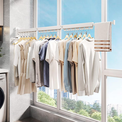ZdwCyl Clothes Drying Rack Wall Mounted,Drying Rack Clothing,Clothes Hanging Rack,Retractable,Collapsible(Tri-Fold), White Color(Ring)