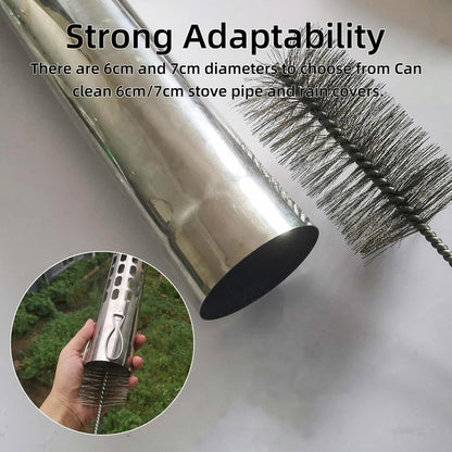 Tent Wood Stove Pipe Cleaning Brush with Stainless Steel Bristles, Chimney Cleaning Wire Brush for All Kinds of Pipe Cleaning (7cm/2.8in)