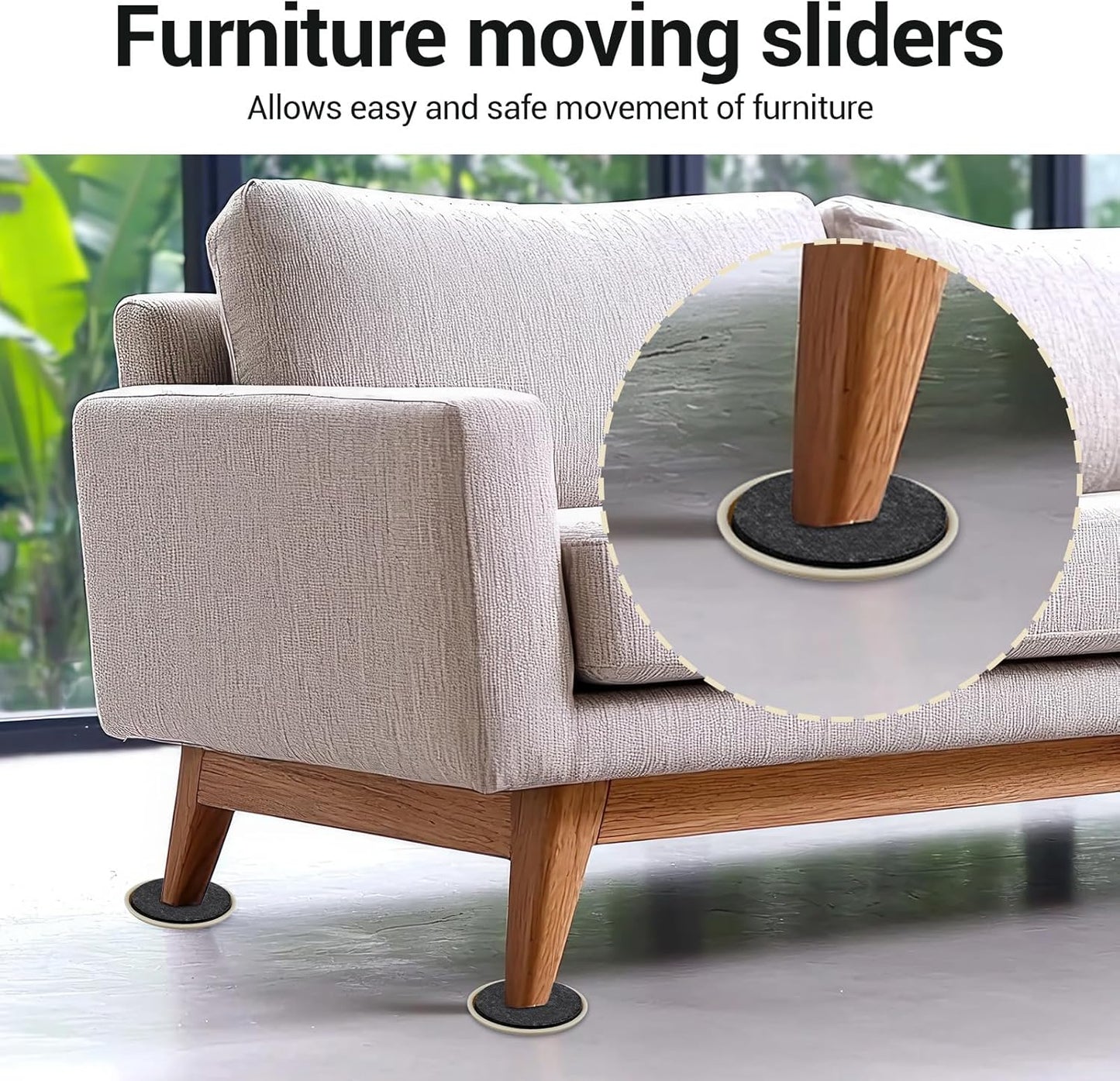 16 Pcs Furniture Sliders for Carpet,2 Inch Sliders for Furniture on Carpet Self Adhesive Chair Slider for Carpeted and Hardwood Floors (Beige)