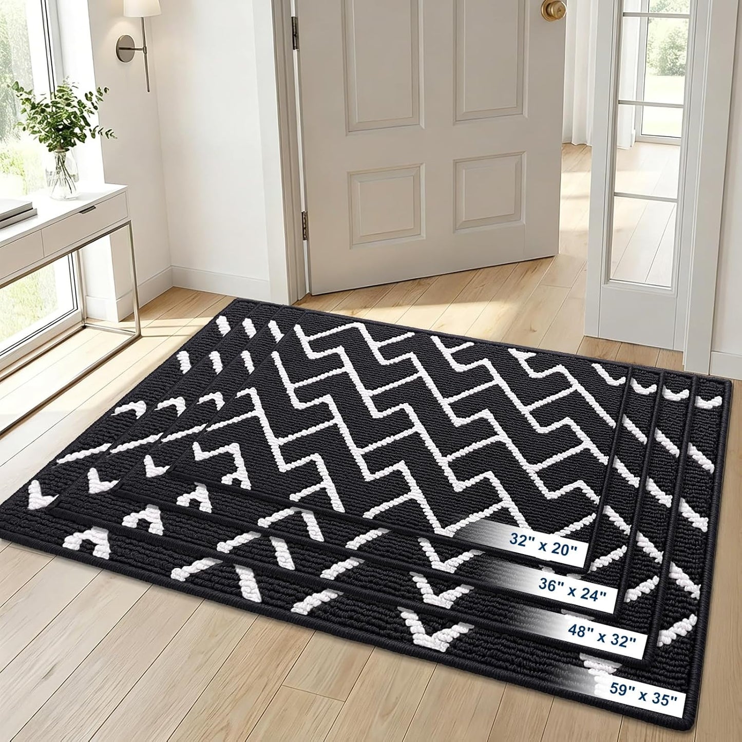 OLANLY Front Door Mat, Non-Slip Rubber Backing, Dirt Resistant and Absorbent, Washable, Easy to Clean Low-Profile Indoor Doormat for Back Door, Entryway, Inside Entrance, 32x20, Grey