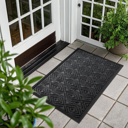 Yimobra Front Door Mat Outside Entrance 29.5x17, Waterproof Heavy Duty Outdoor Mats for Front Door, Non Slip Rubber Entry Mat for Garage Patio Indoor, Grey