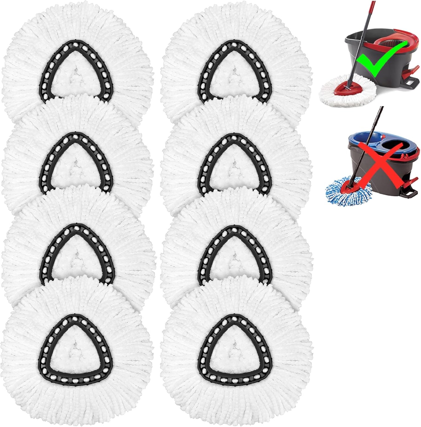 4 Pack Mop Heads Replacements for O-Ceda Easy Wrin Spin System, Microfiber Refills, Easy Cleaning Mop Repalce Head