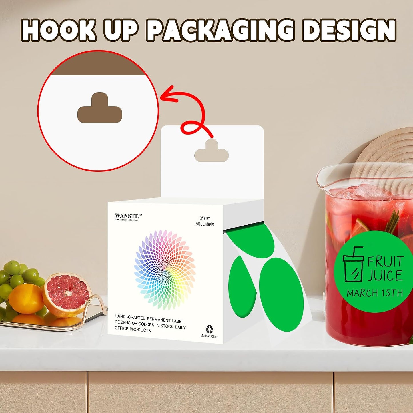 3 Inch White Color Code Dot Stickers,500 PCS Round Labels Stickers in Dispenser Box for Organization, Inventory,Classroom