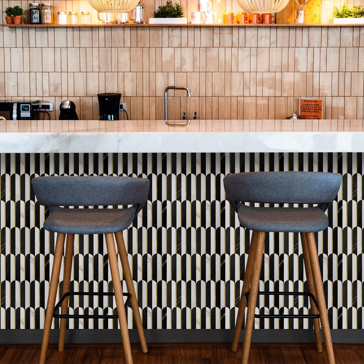 Vamos Peel and Stick Backsplash Seamless Tile for Kitchen and Bathroom,White and Beige Slate PVC Mixed Light Gold Self Adhesive Fish Scale Metal Mosaic Tiles (10 Sheets)