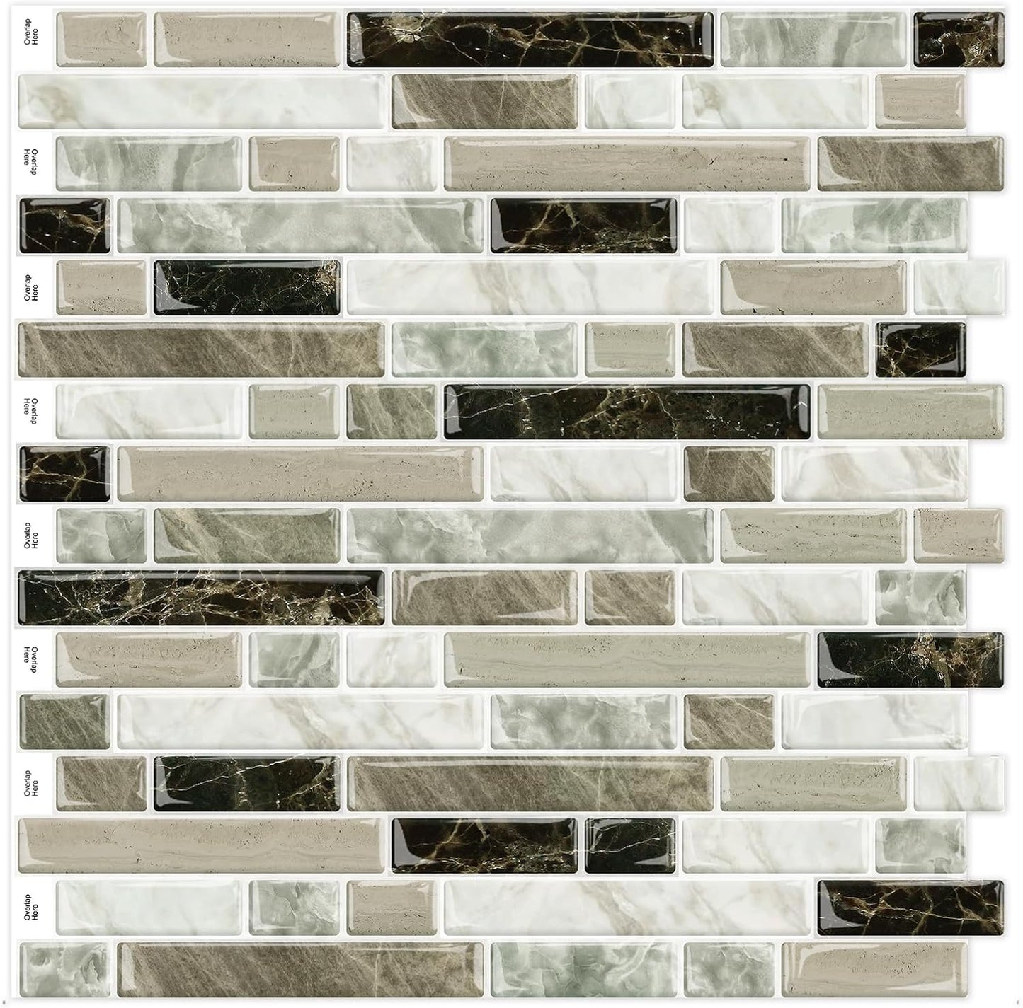 Yipscazo 10 Sheets Peel and Stick Backsplash for Kitchen Wall, 12''x12'' Waterproof Stick on Backsplash Smart Tiles for Bathroom,Removable Backsplash Wall Tiles in Gray White