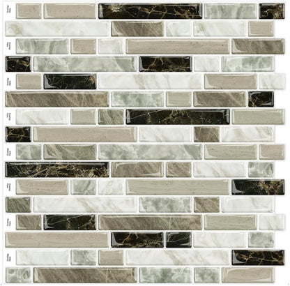 Yipscazo 10 Sheets Peel and Stick Backsplash for Kitchen Wall, 12''x12'' Waterproof Stick on Backsplash Smart Tiles for Bathroom,Removable Backsplash Wall Tiles in Gray White