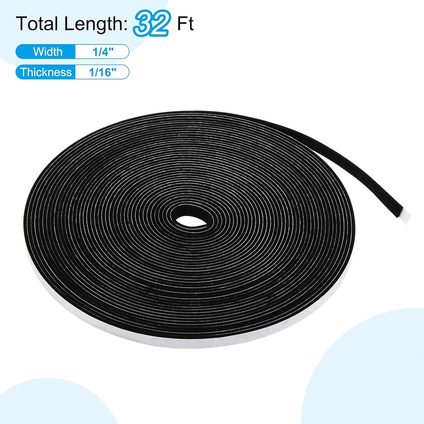 PATIKIL Weather Stripping Door Seal Strip, 3/8 Inch x 1/4 Inch x 32 Ft Self Adhesive Soundproof High Density Foam Tape Insulation for Door Window Air Conditioning, White - Colors B
