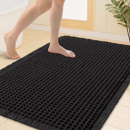 Smiry Waffle Bath Mat 30x20, Extra Soft Absorbent Bathroom Rugs, Non Slip Machine Washable Quick Dry Bath Rugs for Bathroom Floor, Tub, Shower, Home Decor Accessories, Brown